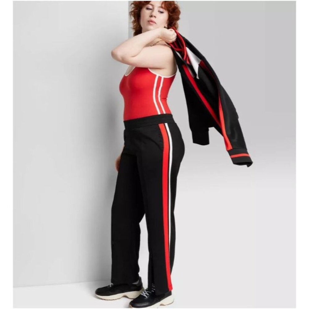 Wild Fable Women's High-Rise Track Pants Black Small